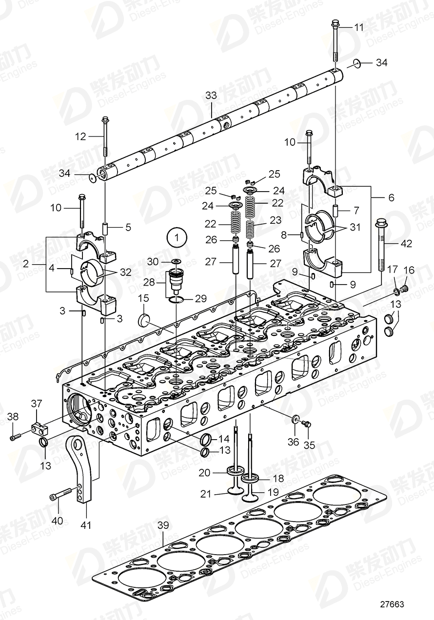 VOLVO Cylinder head, exch 3801639 Drawing